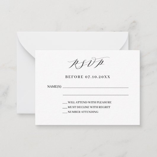 Klassische Schrift moderne Hochzeitsreaktion UAWG Mitteilungskarte (Vorderseite)