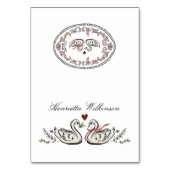 Klassische Schwanenmonogramm-Rosarote-Hochzeit Tischnummer (Vorderseite)