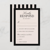 Klassische Schwarz-Creme-Hochzeit RSVP Karte (Vorne/Hinten)