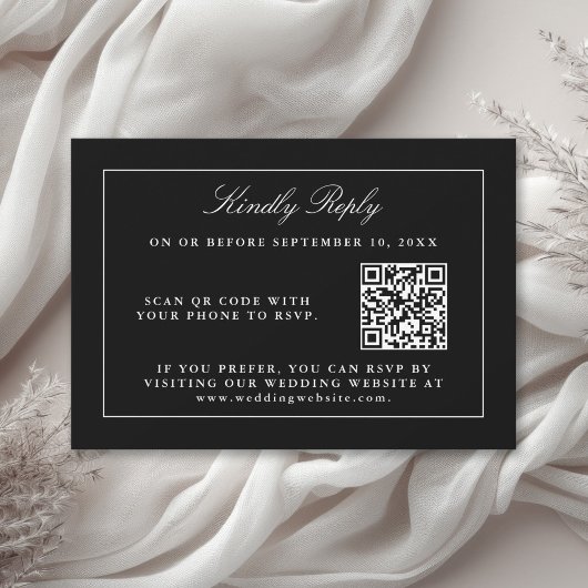 Klassische Schwarz Einfache Elegante UAWG mit QR-C RSVP Karte