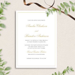 Klassische Schwarz-Gold-Border-Hochzeit Einladung