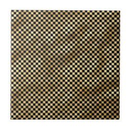 Klassische Schwarz-Gold-Checkerboard-Illustration Fliese