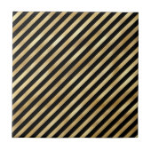 Klassische Schwarz-Gold-Diagonalstreifen-Illustrat Fliese (Vorderseite)