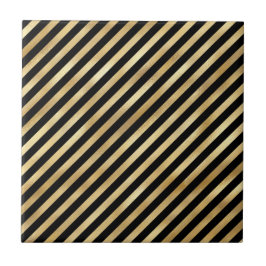 Klassische Schwarz-Gold-Diagonalstreifen-Illustrat Fliese
