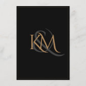 Klassische Schwarz-Gold Monogram-Hochzeit Begleitkarte (Rückseite)