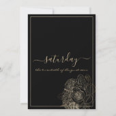 Klassische Schwarz-Gold-Rose Blumenhochzeit Einladung (Rückseite)