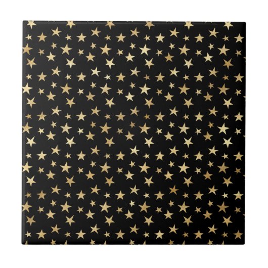 Klassische Schwarz-Gold-Stars-Illustration Fliese (Vorderseite)