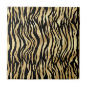 Klassische Schwarz-Gold-Zebra-Tierdruckabbildung Fliese (Vorderseite)