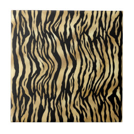 Klassische Schwarz-Gold-Zebra-Tierdruckabbildung Fliese