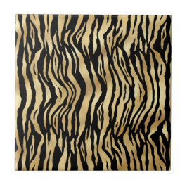 Klassische Schwarz-Gold-Zebra-Tierdruckabbildung Fliese