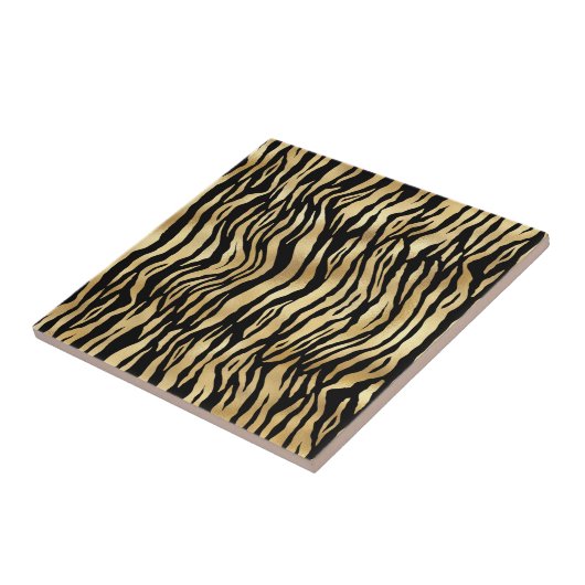 Klassische Schwarz-Gold-Zebra-Tierdruckabbildung Fliese (Seite)