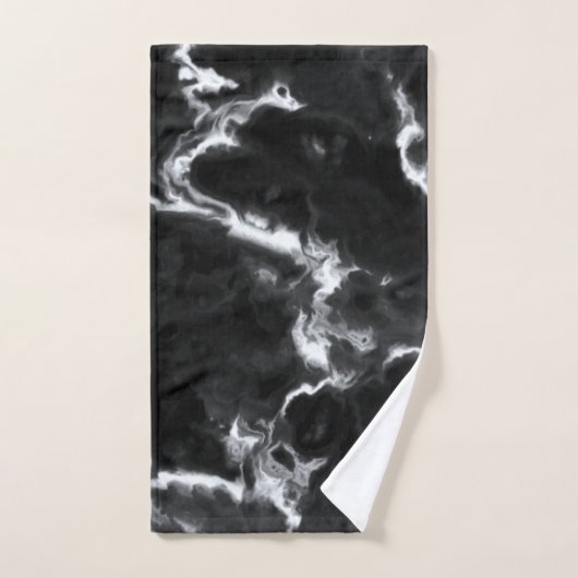 Klassische Schwarz-Marmor-Textur, grau weiß, benut Badhandtuch Set (Handtuch)