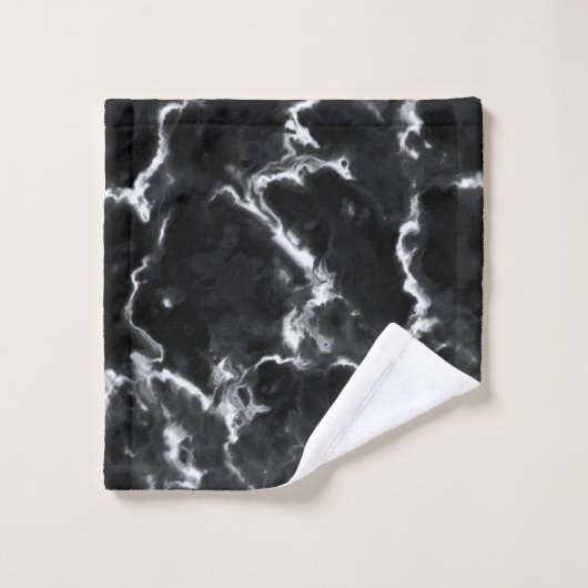 Klassische Schwarz-Marmor-Textur, grau weiß, benut Badhandtuch Set (Waschlappen)