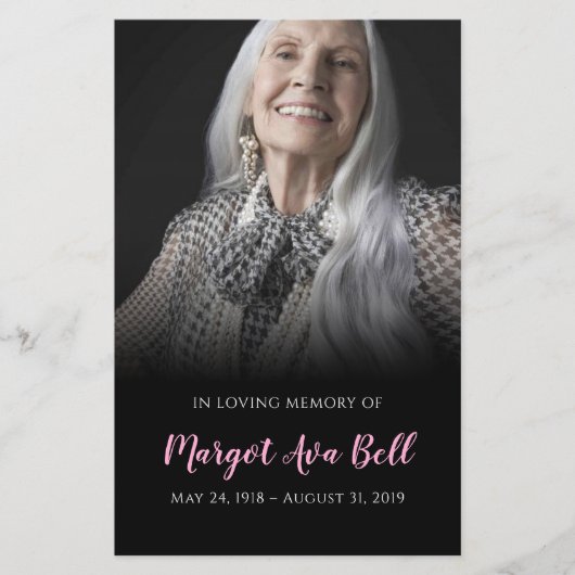 Klassische Schwarz-Pink-Gedenkkarte | 5,5 x 8,5" (Vorderseite)