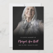 Klassische Schwarz-Pink-Gedenkkarte Einladung (Vorderseite)