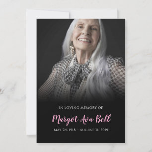 Klassische Schwarz-Pink-Gedenkkarte Einladung