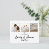 Klassische Schwarz-Script-Foto-Strip-Hochzeit Postkarte (Stehend Vorderseite)