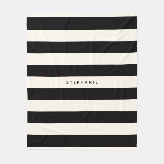 Klassische Schwarz- und Eggshell-Weiße Streifen mi Fleecedecke (Vorderseite)