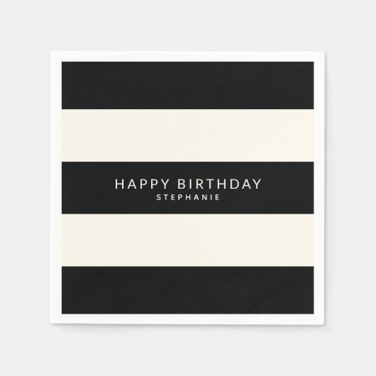 Klassische Schwarz- und Eggshell-Weiße Streifen mi Serviette (Vorderseite)