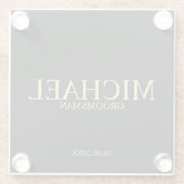 Klassische Schwarz- und Gold-Personalisierte Trauz Glasuntersetzer (Rückseite)