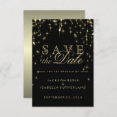 Klassische Schwarz- und Gold-Starlights Save The Date (Vorne/Hinten)