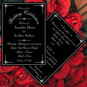 Klassische Schwarz und Weiß auf einer Hochzeit Einladung
