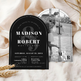 Klassische Schwarz/Weiß Ampersand Foto Arch Weddin Einladung