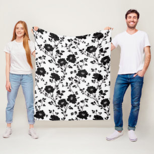 Klassische Schwarz-Weiß-Blumen-Silhouette mit hohe Fleecedecke