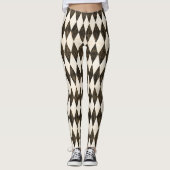 Klassische Schwarz-weiß-Creme Harlequin Diamond Ra Leggings (Vorderseite)