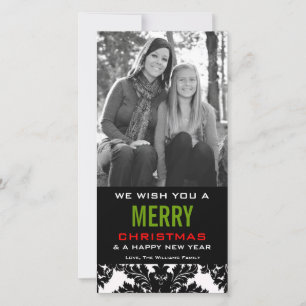 Klassische Schwarz-Weiß-Damaskohle - Farbe individ Feiertagskarte