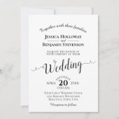 Klassische Schwarz & Weiß Einfache Hochzeit Einladung (Vorderseite)