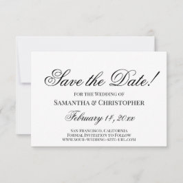 Klassische Schwarz & Weiß Einfache Hochzeit Save The Date