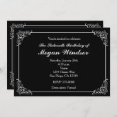 Klassische Schwarz-Weiß-Elegante Party Einladungen (Vorne/Hinten)