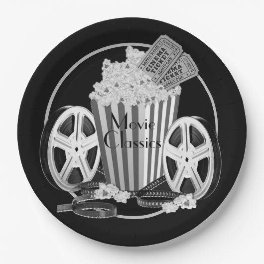 Klassische Schwarz-Weiß-Filme Pappteller (Vorderseite)