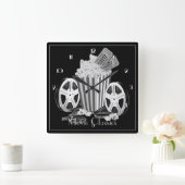 Klassische Schwarz-Weiß-Filme Quadratische Wanduhr (Zuhause)