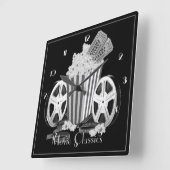 Klassische Schwarz-Weiß-Filme Quadratische Wanduhr (Winkel)