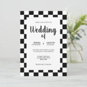 Klassische Schwarz-Weiß-Fliesen-Rahmen Einladung (Stehend Vorderseite)