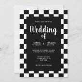 Klassische Schwarz-Weiß-Fliesen-Rahmen Einladung (Vorderseite)
