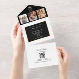 Klassische Schwarz-Weiß-Foto-Hochzeit All In One Einladung