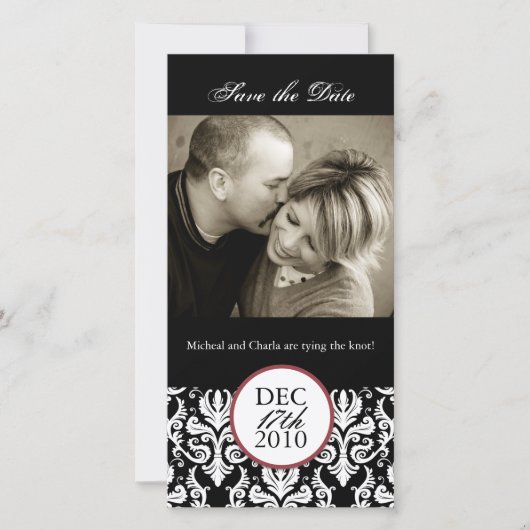 Klassische Schwarz-Weiß-Fotokarte Save the Date (Vorderseite)