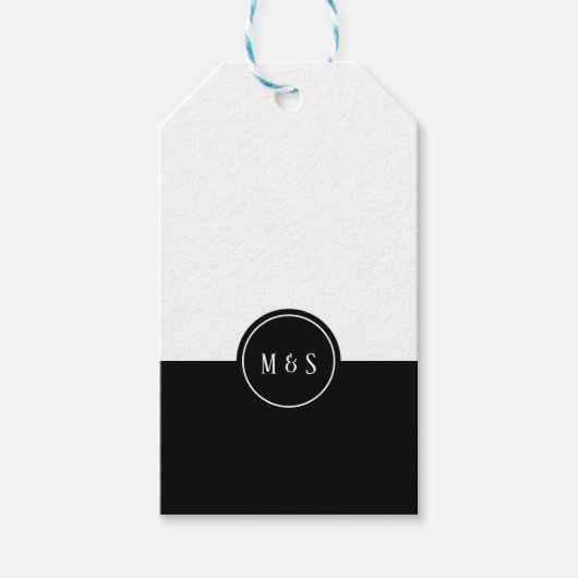 Klassische Schwarz/Weiß-Gastgeschenk Hochzeit Geschenkanhänger (Vorderseite)