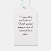 Klassische Schwarz/Weiß-Gastgeschenk Hochzeit Geschenkanhänger (Rückseite)