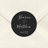 Klassische Schwarz-Weiß-handgeschriebene Skriptere Runder Aufkleber