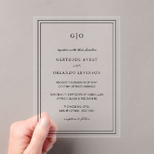 Klassische Schwarz-Weiß-Hochzeit Acryleinladungen