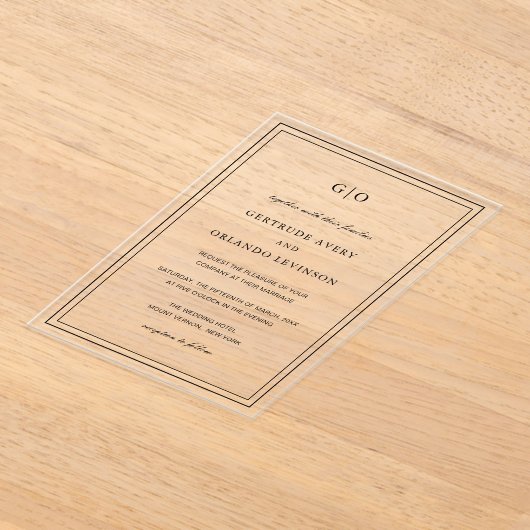 Klassische Schwarz-Weiß-Hochzeit Acryleinladungen (Ablage )