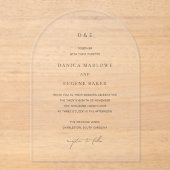 Klassische Schwarz-Weiß-Hochzeit Acryleinladungen (Vorderseite)