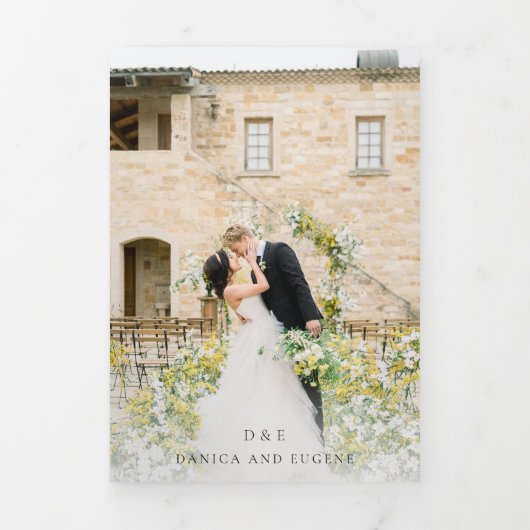 Klassische Schwarz-Weiß-Hochzeit Dreifach Gefaltete Einladung (Cover)