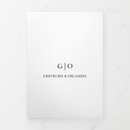 Klassische Schwarz-Weiß-Hochzeit Dreifach Gefaltete Einladung