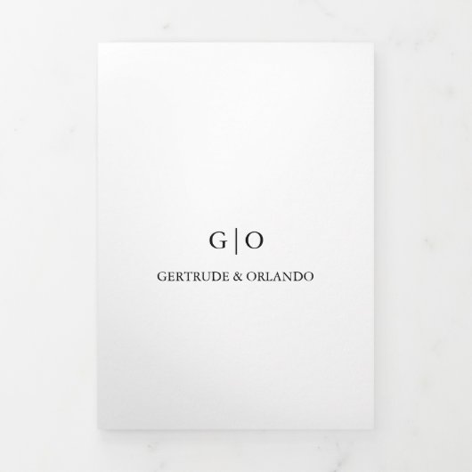 Klassische Schwarz-Weiß-Hochzeit Dreifach Gefaltete Einladung (Cover)