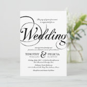 Klassische Schwarz-Weiß-Hochzeit Einladung (Stehend Vorderseite)